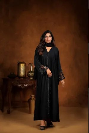 Aaliyah Black Comfort Abaya Full Zip Unique Sleeve Design