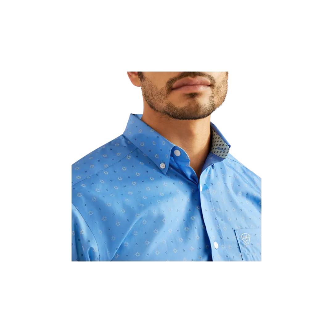 Ariat Men's Wrinkle Free Russel Regatta Long Sleeve Button Down Blue Shirt