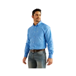 Ariat Men's Wrinkle Free Russel Regatta Long Sleeve Button Down Blue Shirt