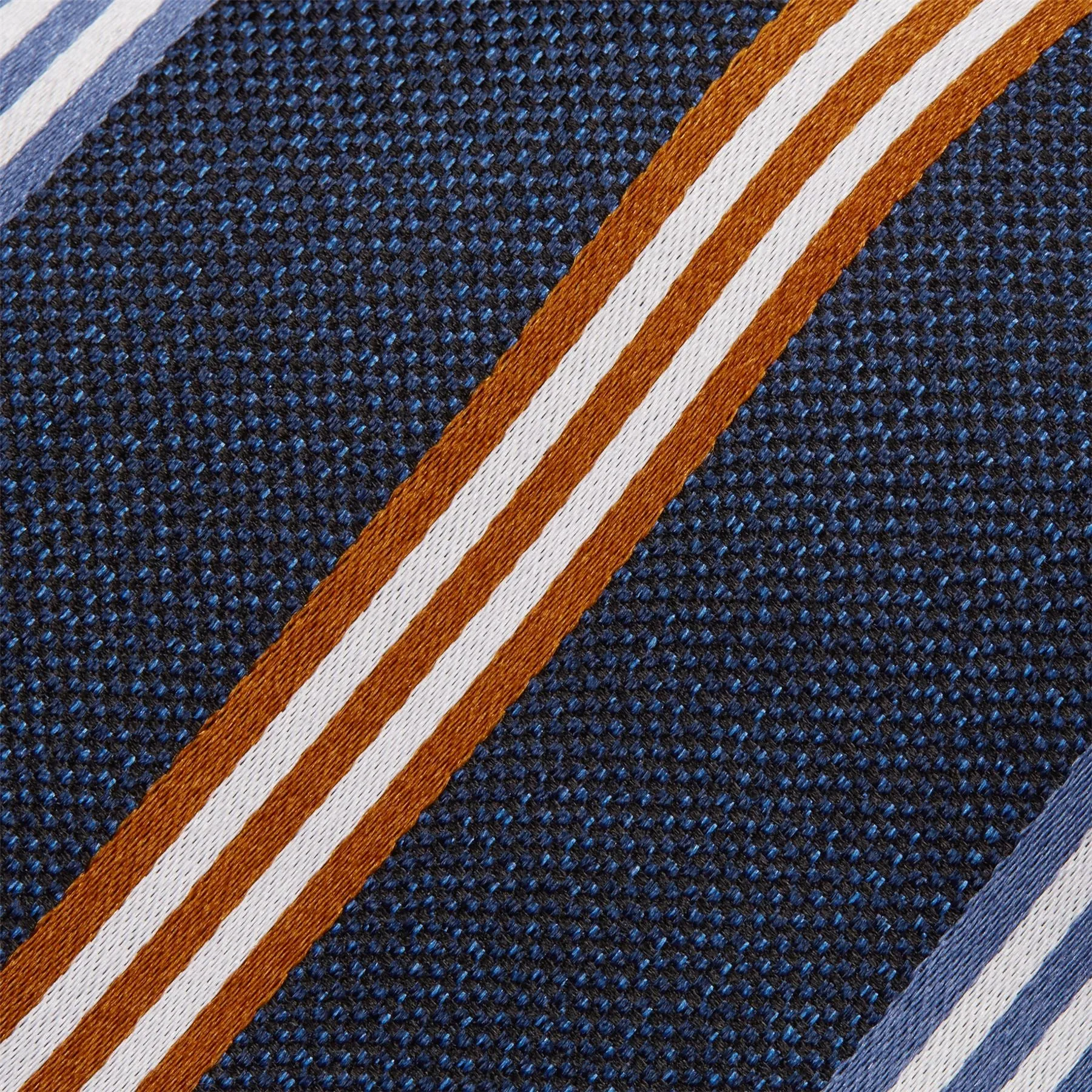 Blue & Burnt Orange Textured Silk Club Stripe Tie