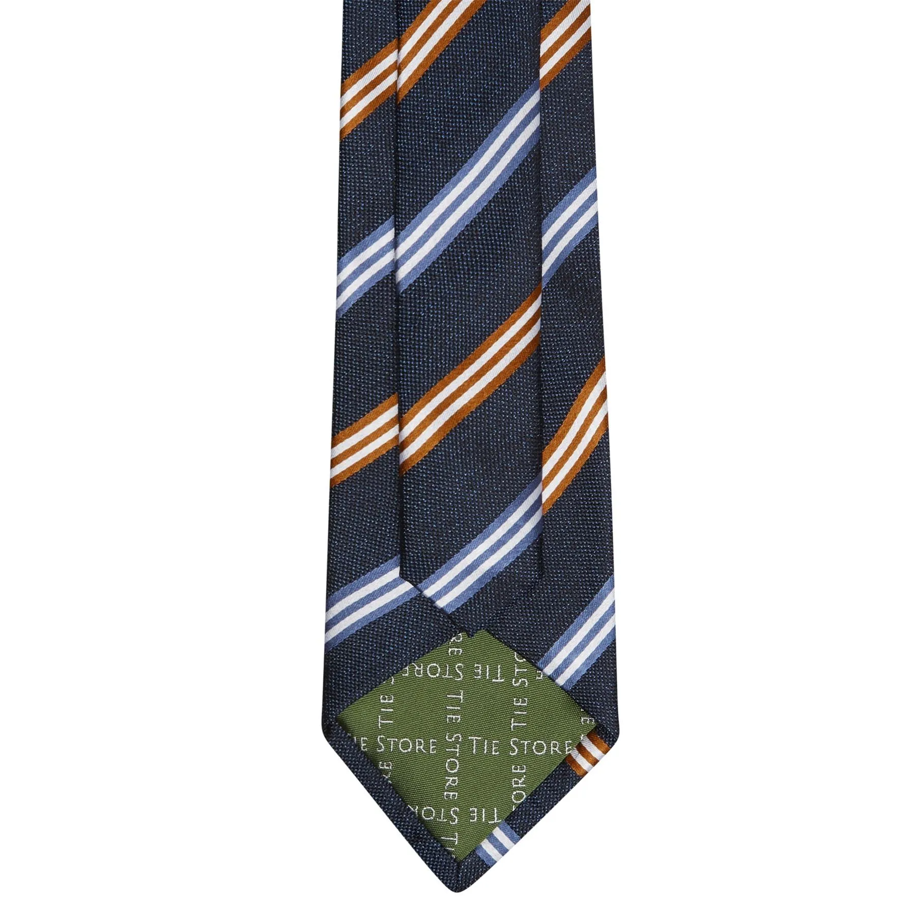 Blue & Burnt Orange Textured Silk Club Stripe Tie