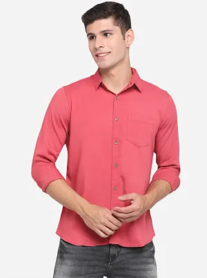 Cardinal Pink Solid Slim Fit Semi Casual Shirt | JadeBlue