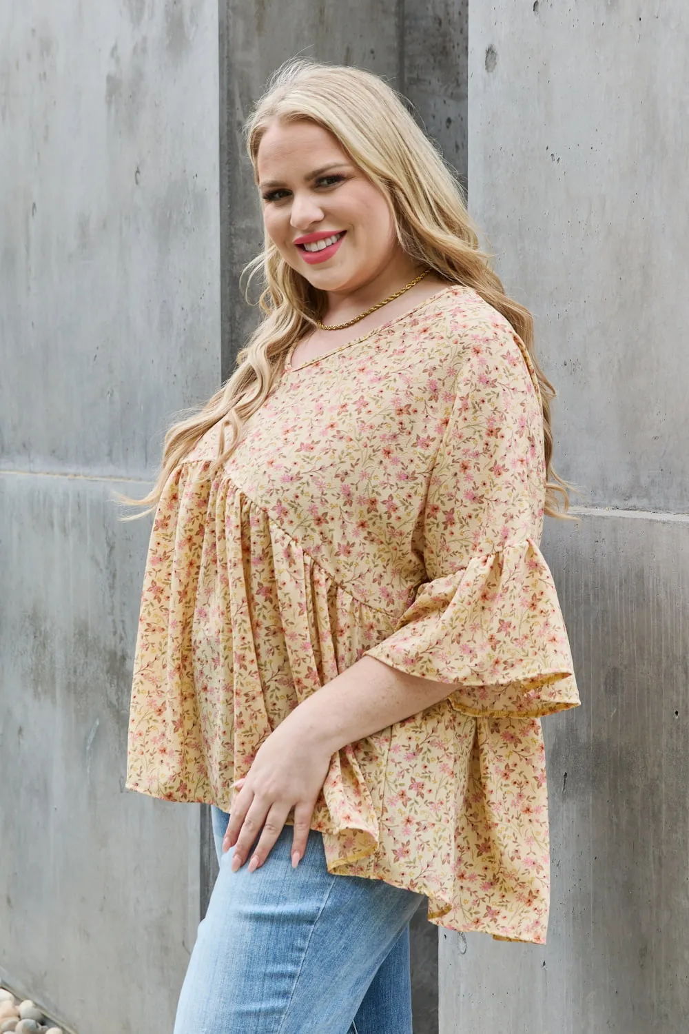 Celeste Bring Me Flowers Full Size Floral Tunic Top