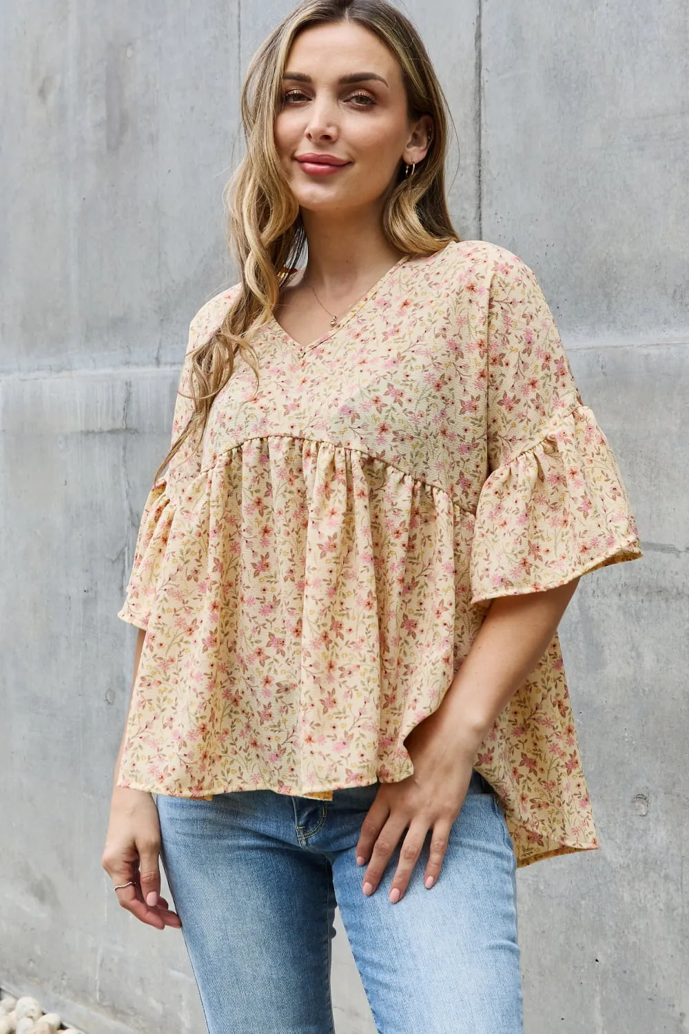 Celeste Bring Me Flowers Full Size Floral Tunic Top