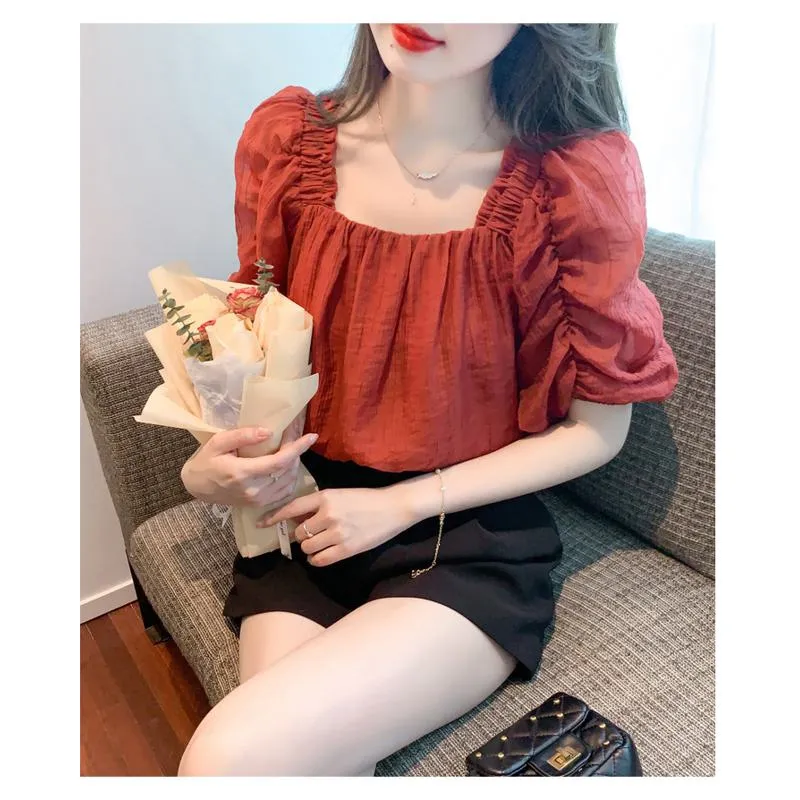 Chiffon Pullover Square Collar Blouse