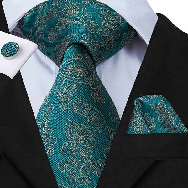 Classy Men Persian Green Floral Paisley Silk Tie