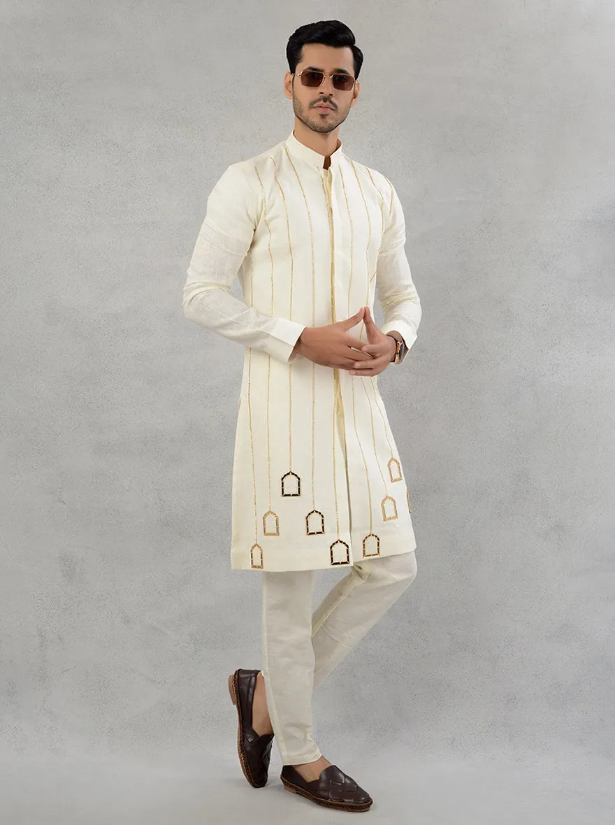 Cream  Kurta Pajama | TULA