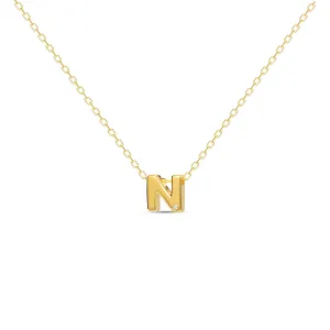 Diamond Letter Necklace "N" - 18 karat gold vermeil on sterling silver, diamond 0.01 carat