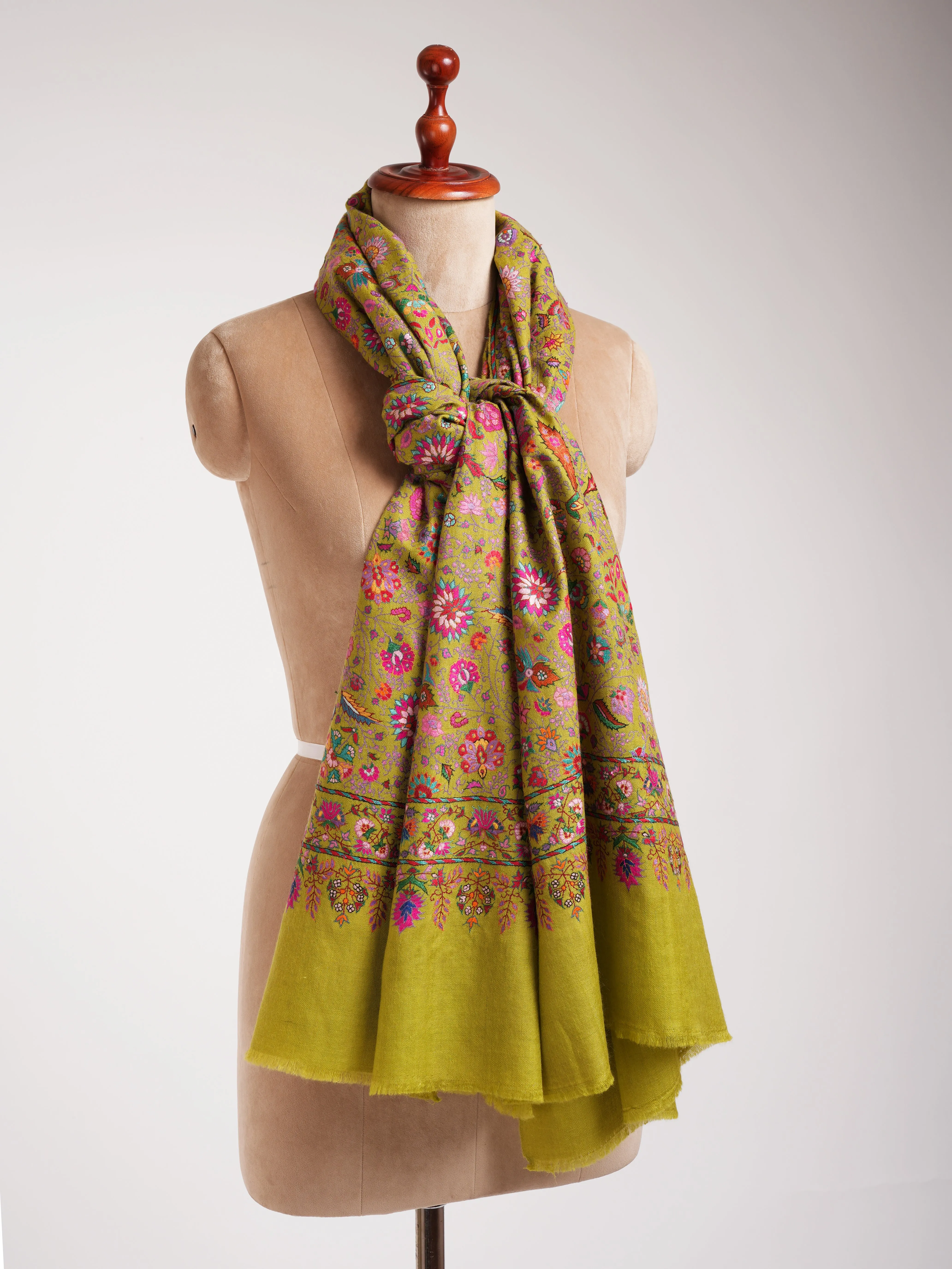 Golden Palm Handmade Indian Pashmina Jamavar Shawl