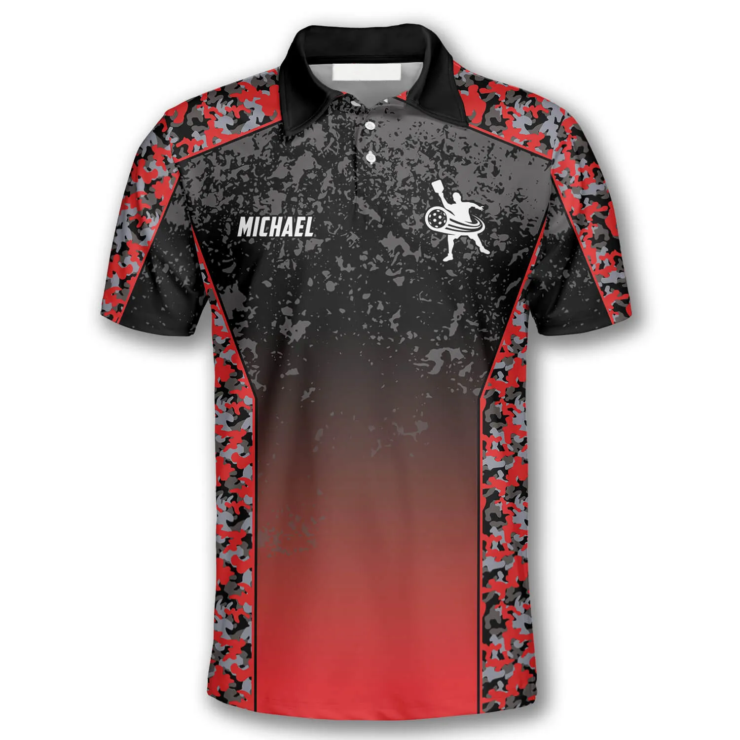 Gradient Red Camouflage Custom Pickleball Shirts for Men