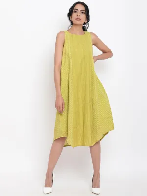 Green Cotton Panelled Dress