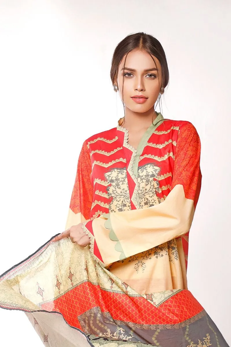 Gul Ahmed Azaadi Edition – 3 PC Unstitched Digital Printed Lawn Suit CLP-18 B