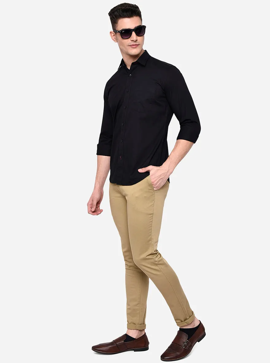 Jet Black Solid Smart Fit Casual Shirt | Greenfibre