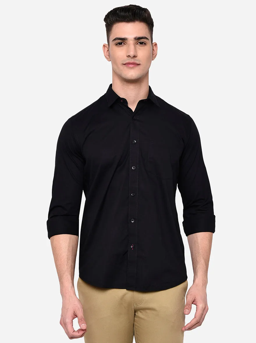 Jet Black Solid Smart Fit Casual Shirt | Greenfibre