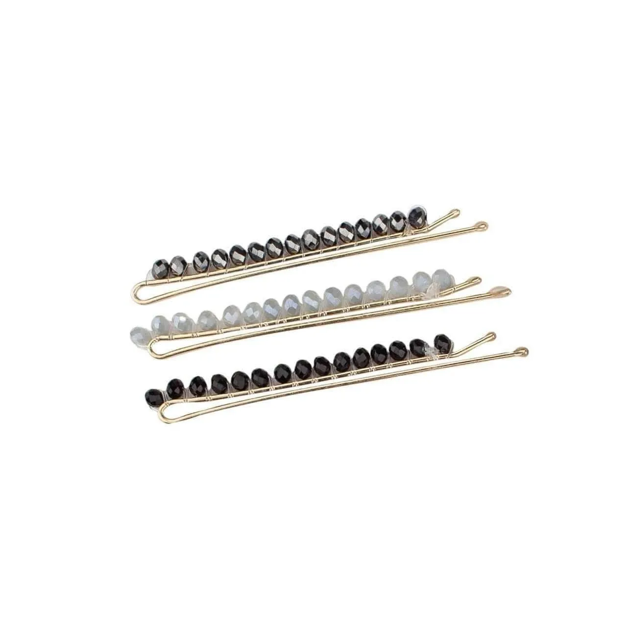 Kitsch - Beaded Black/Gray Metal Bobby Pins