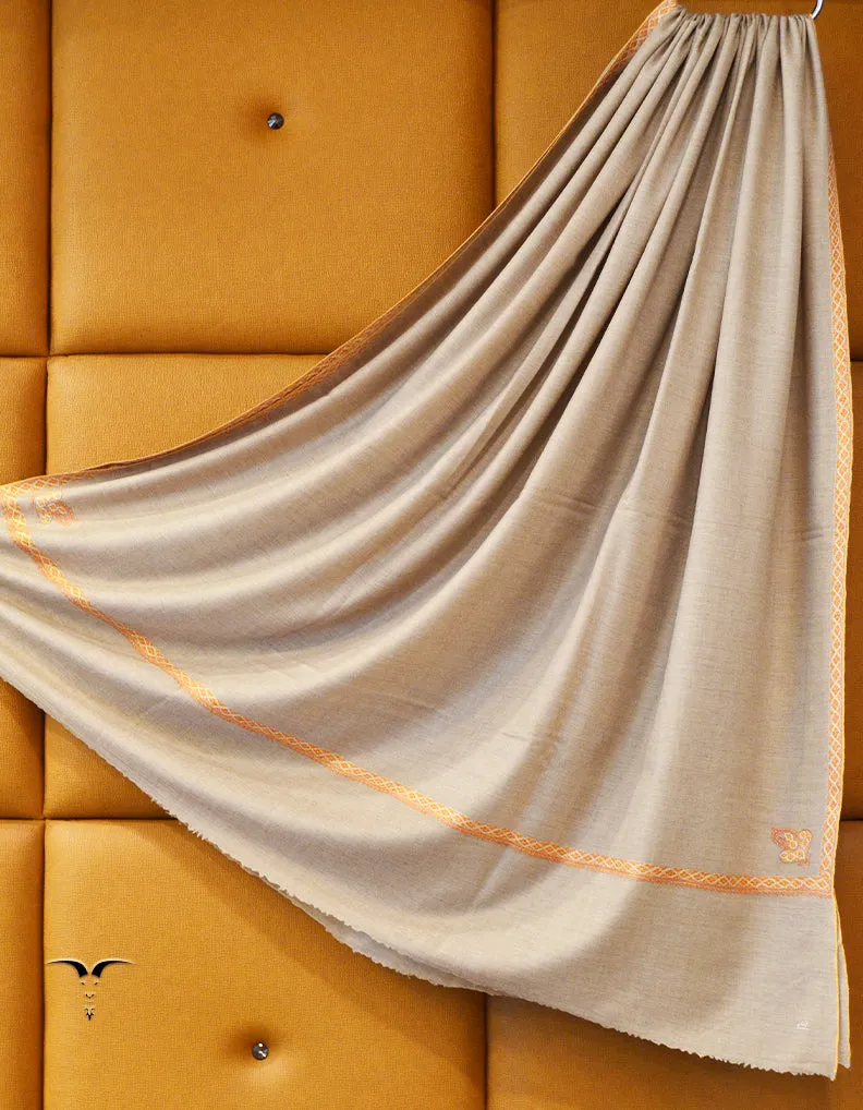 Light Natural Men Embroidery Pashmina Shawl 7526