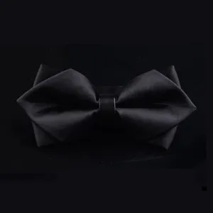 Men's Pure Black Double-layer Pointy Bow Tie