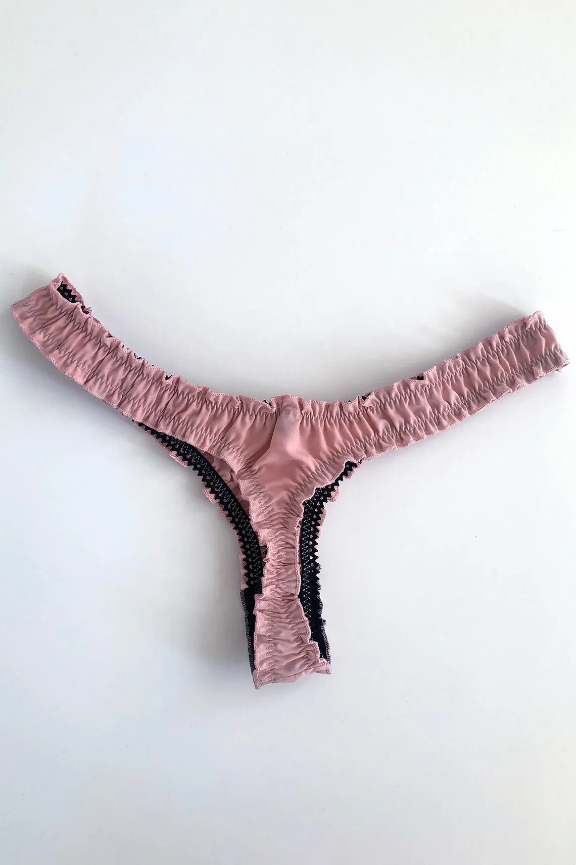 Oleander Thong in Upcycled Vintage Solid Pink