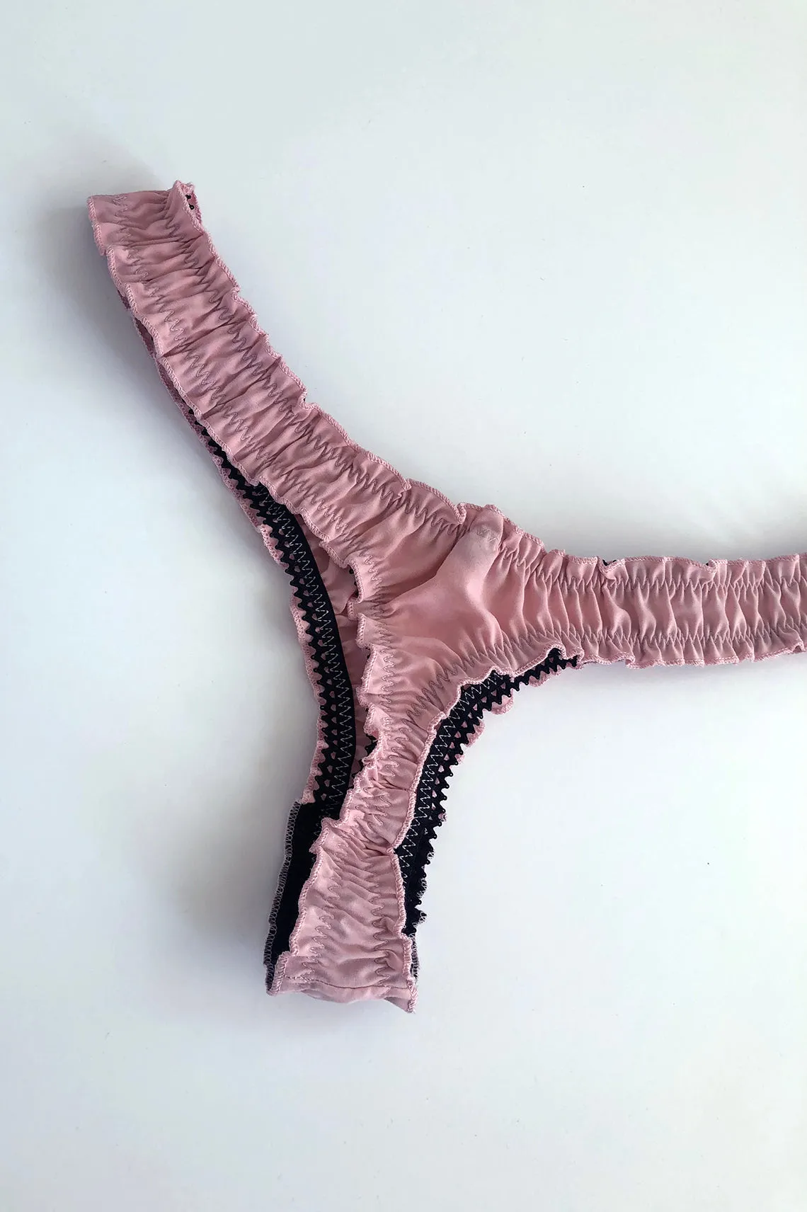 Oleander Thong in Upcycled Vintage Solid Pink