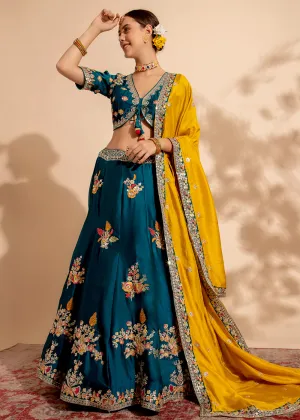 Rama Green Bridesmaid Style Wedding Lehenga Choli