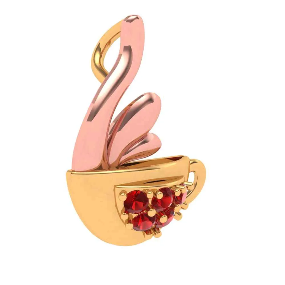 Red Crystal-studded Cup Gold Pendant