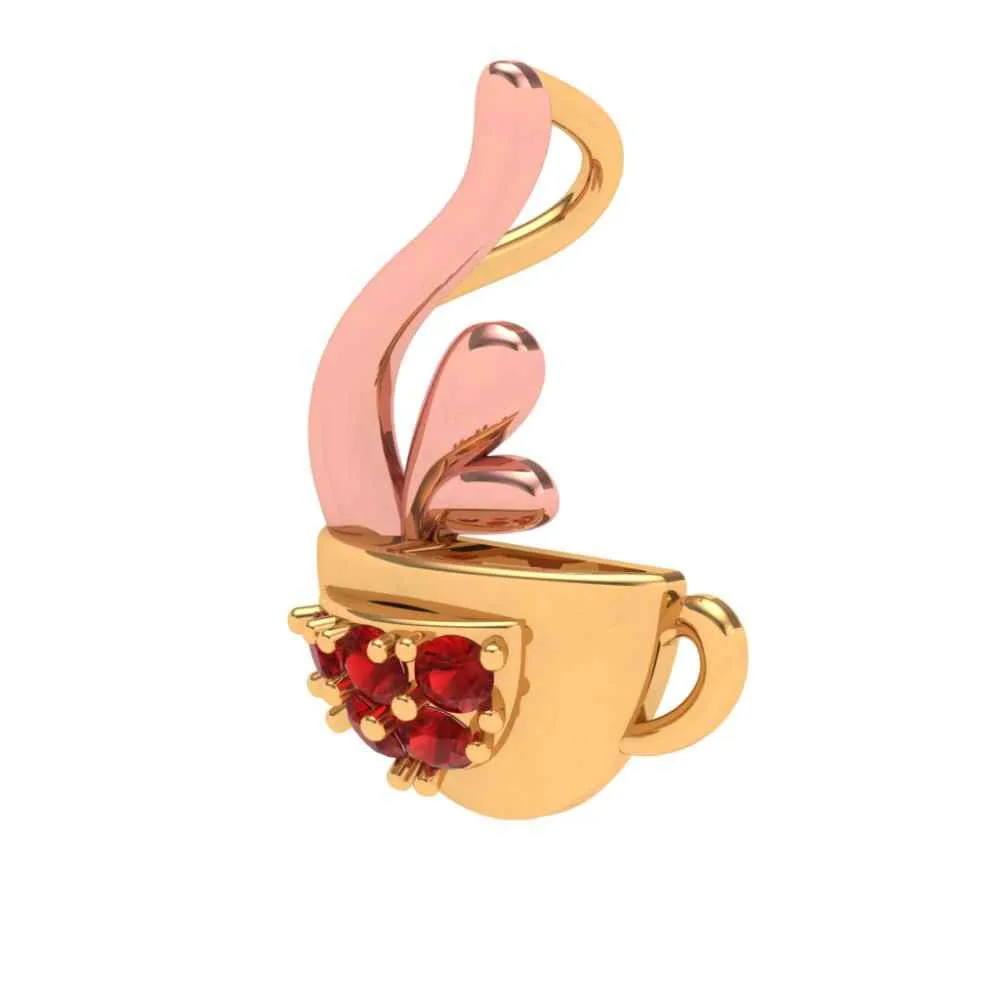 Red Crystal-studded Cup Gold Pendant