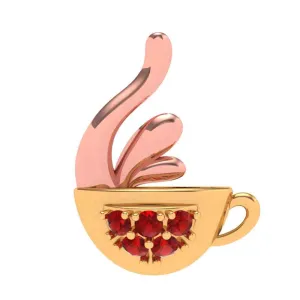 Red Crystal-studded Cup Gold Pendant