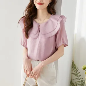 Ruffle Trim Niche Purple Blouse