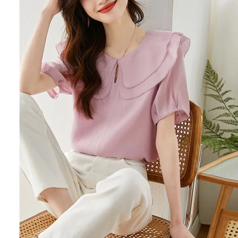 Ruffle Trim Niche Purple Blouse