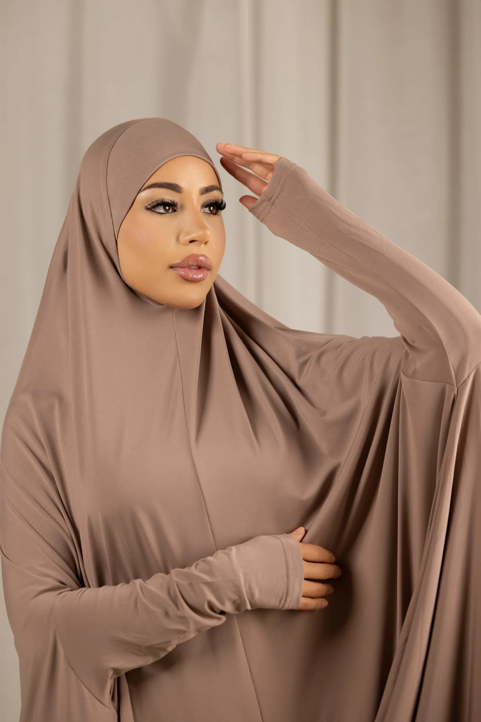 Sleeve Jilbab with Cap - Shades of Nude