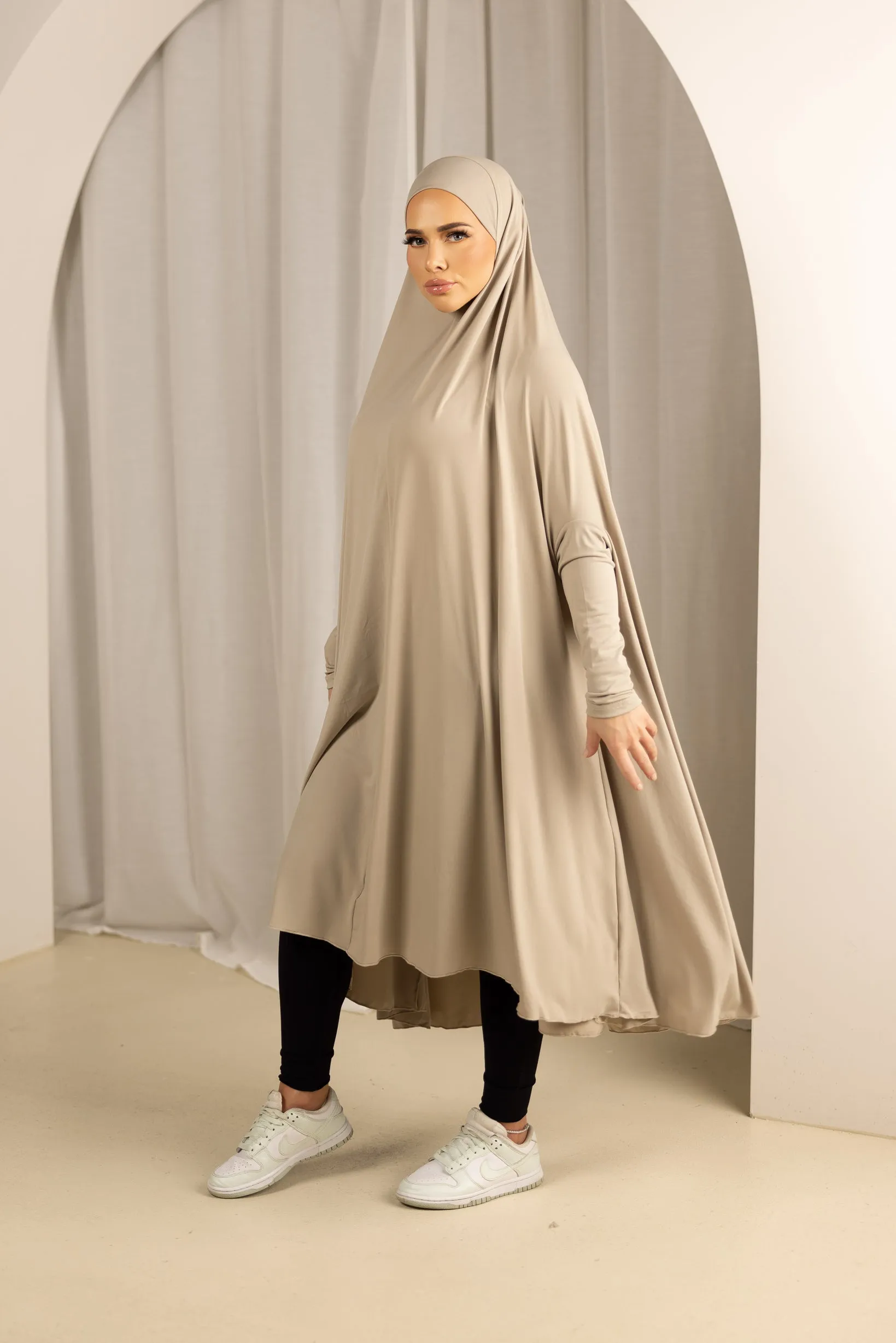 Sleeve Jilbab with Cap - Shades of Nude