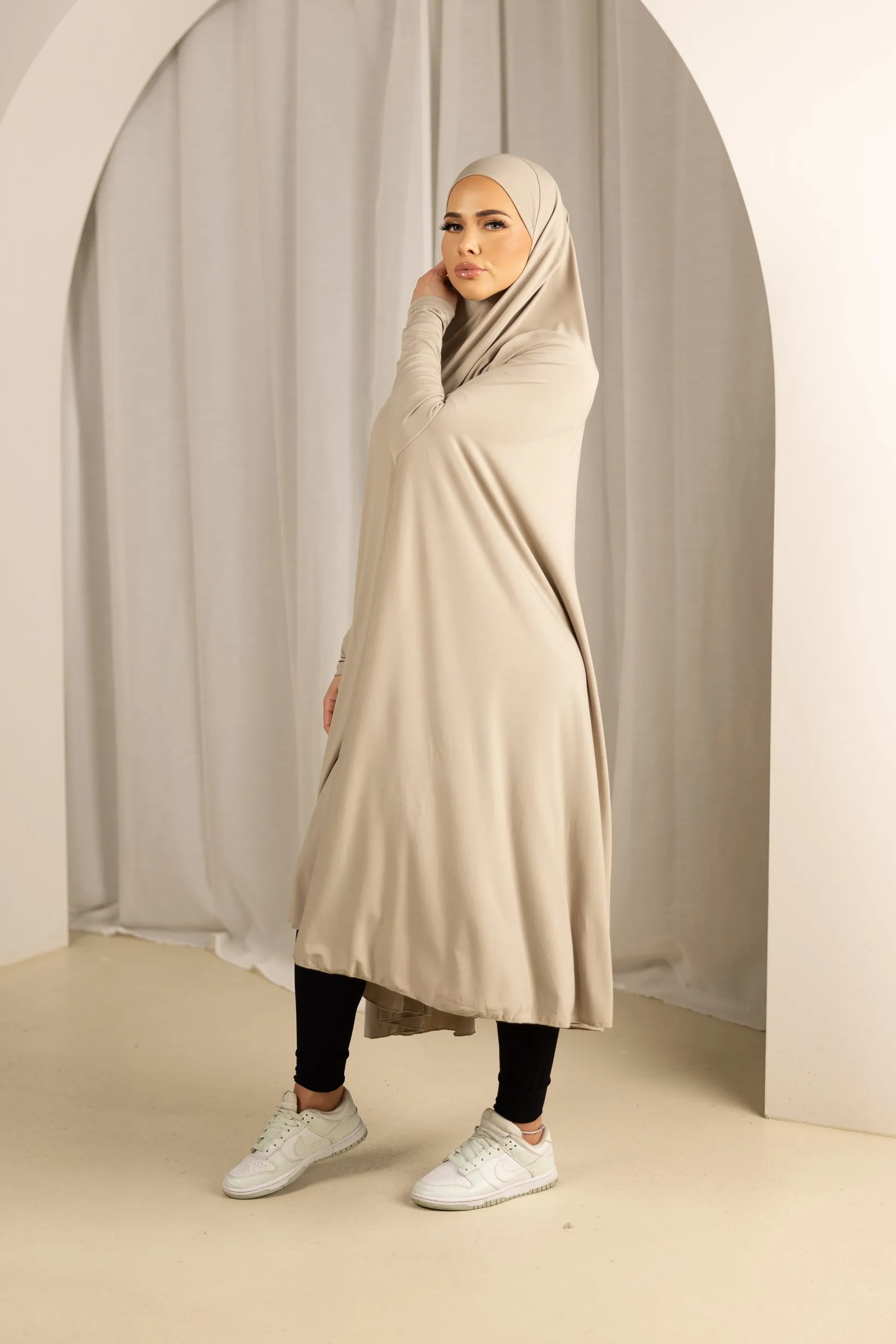 Sleeve Jilbab with Cap - Shades of Nude