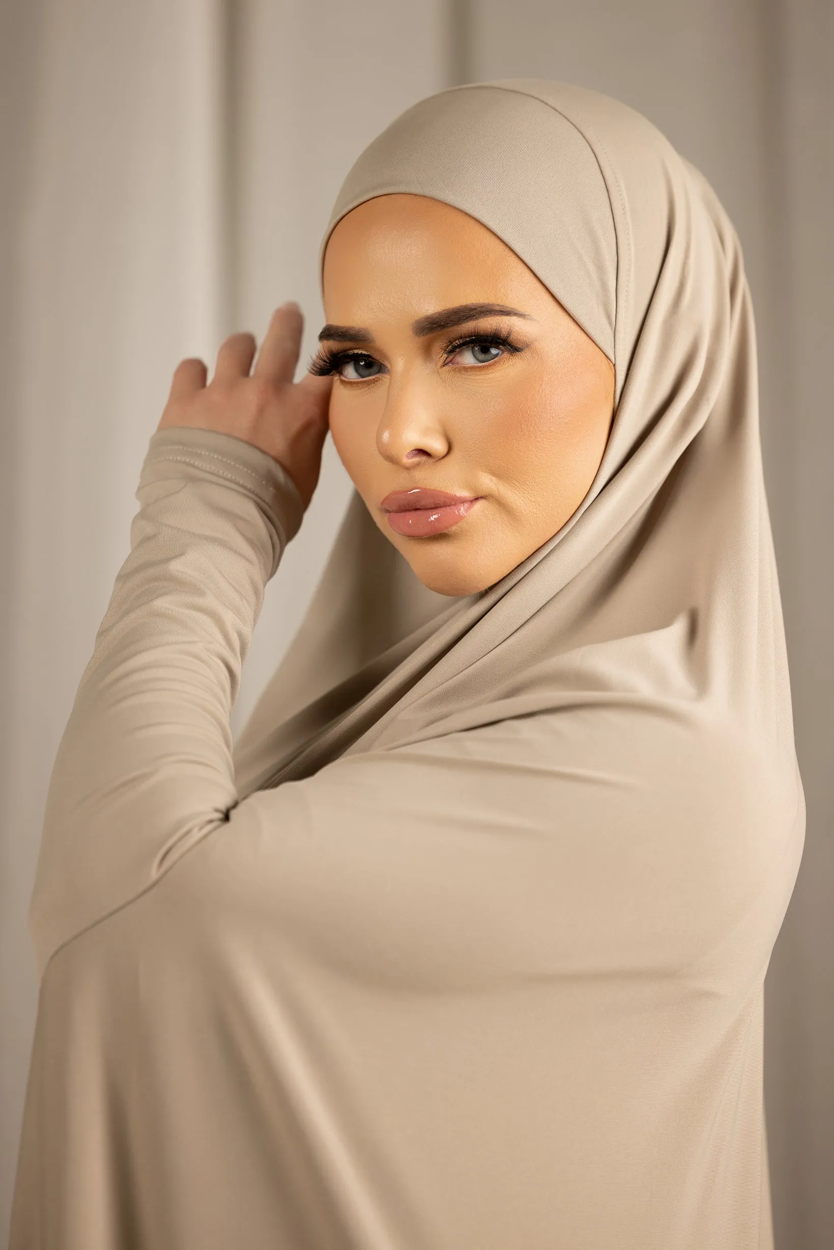 Sleeve Jilbab with Cap - Shades of Nude