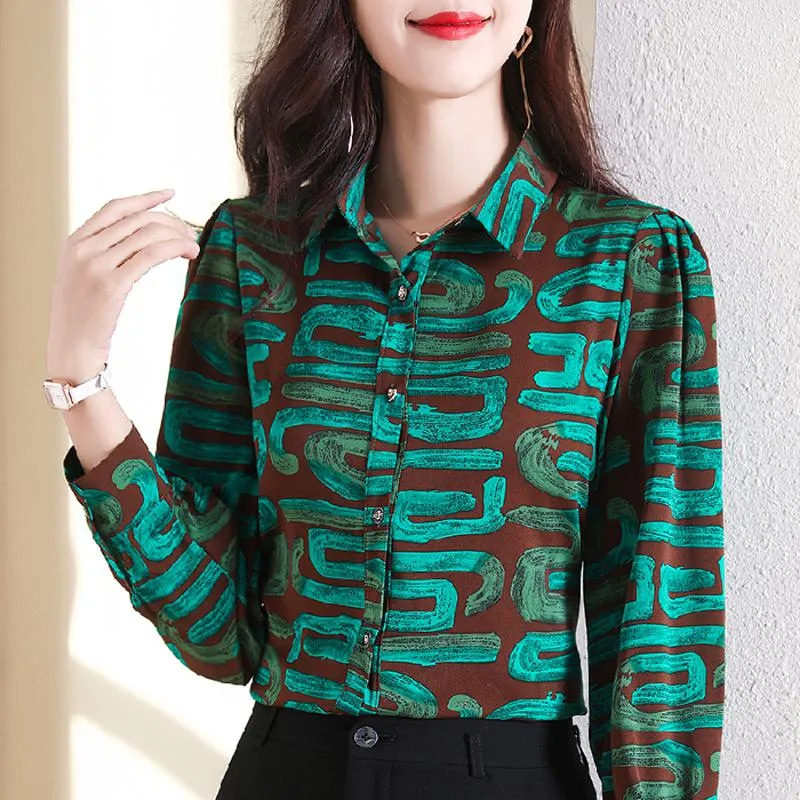 Slimming Silk Chic Print Simplicity Versatile Shirt