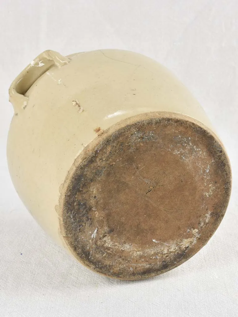 Small earthenware crock pot - green / gray 8"