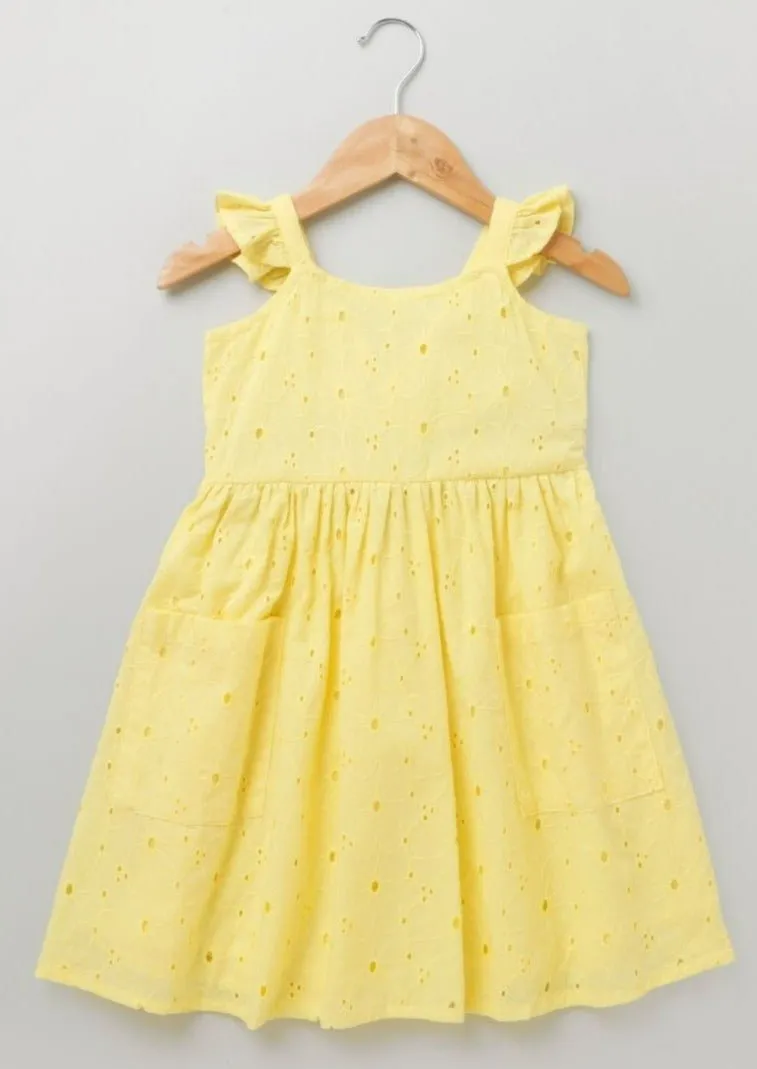 Sweetlime by AS Girls Casual Dress Sleeveless Hakoba Dress - Yellow