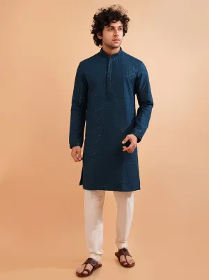 Teal Blue Kurta Pajama | Azania