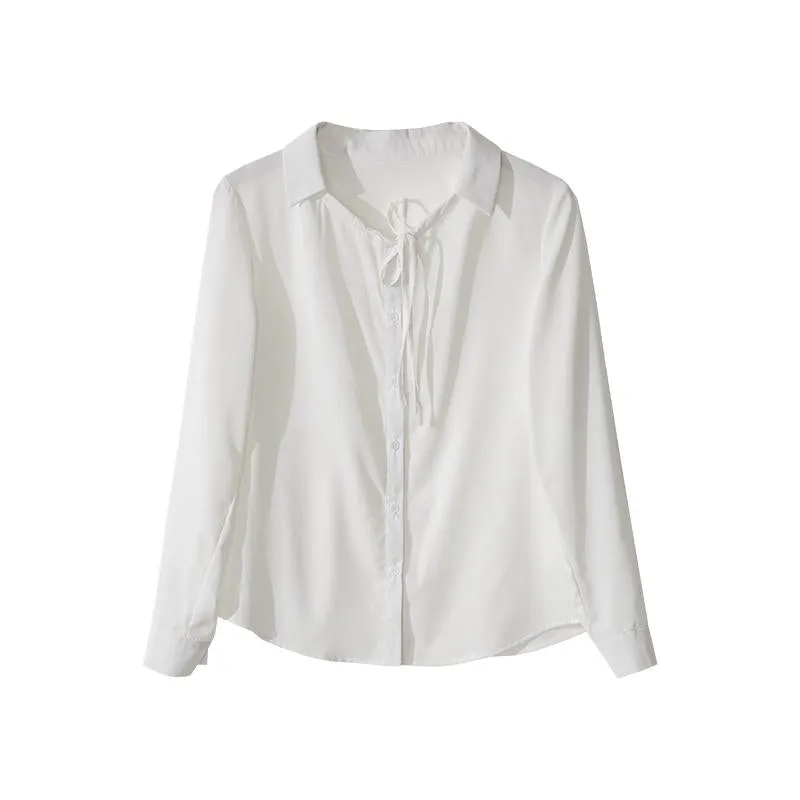 Versatile Chic Draping V-Neck Chiffon French Style Shirt