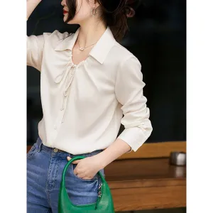 Versatile Chic Draping V-Neck Chiffon French Style Shirt