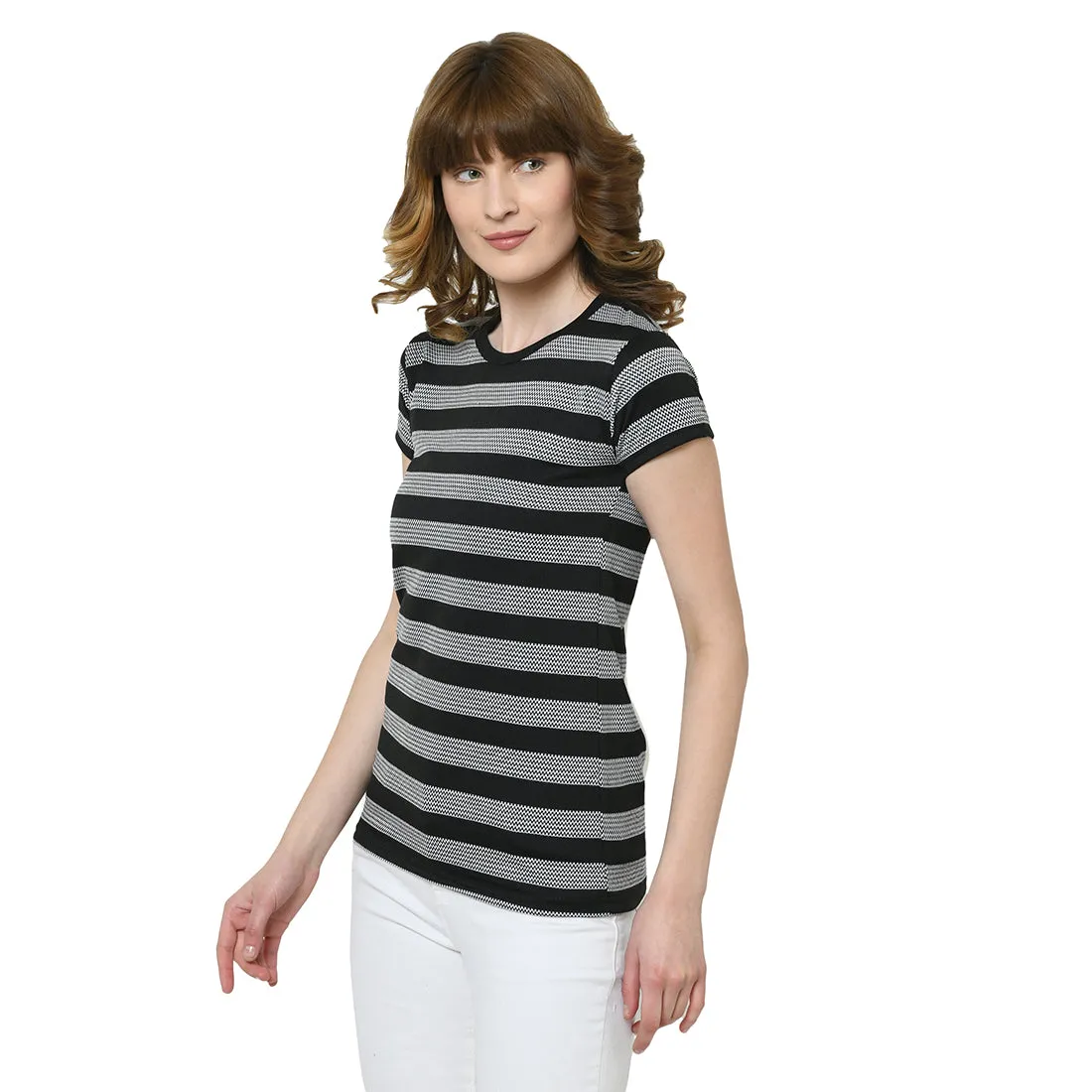 Vimal Jonney Black Half Sleeve T-shirt For Women's