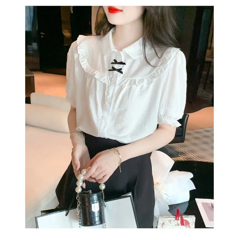 White Chiffon Bow Tie Blouse