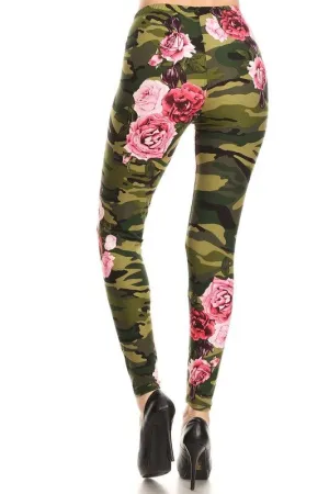 Women's  Green Camouflage Leggings